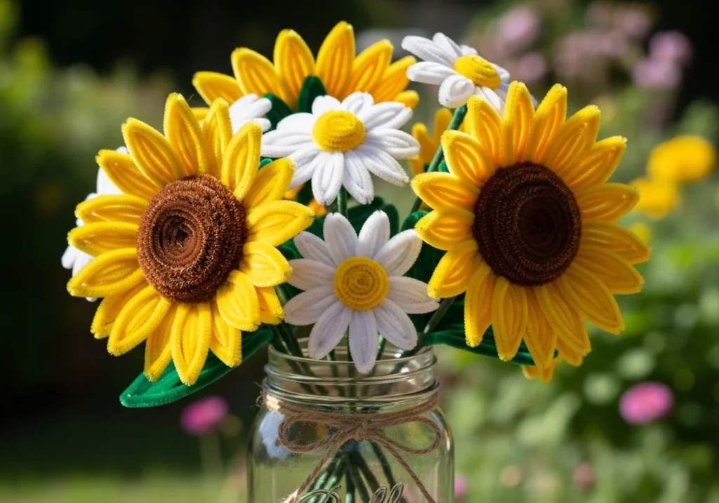 Cheerful Daisies and Bright Sunflowers