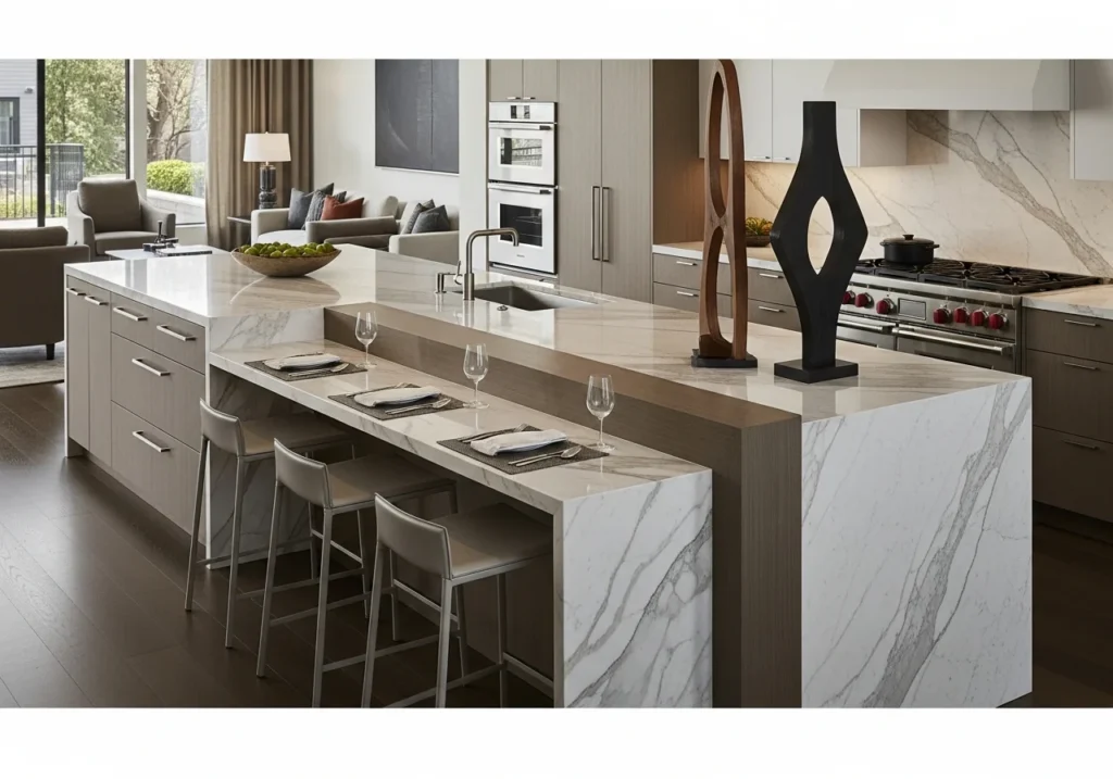 Minimalist Kitchen Islands as Room Dividers