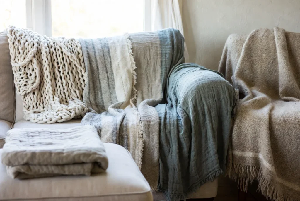 Add Textured Throw Blankets