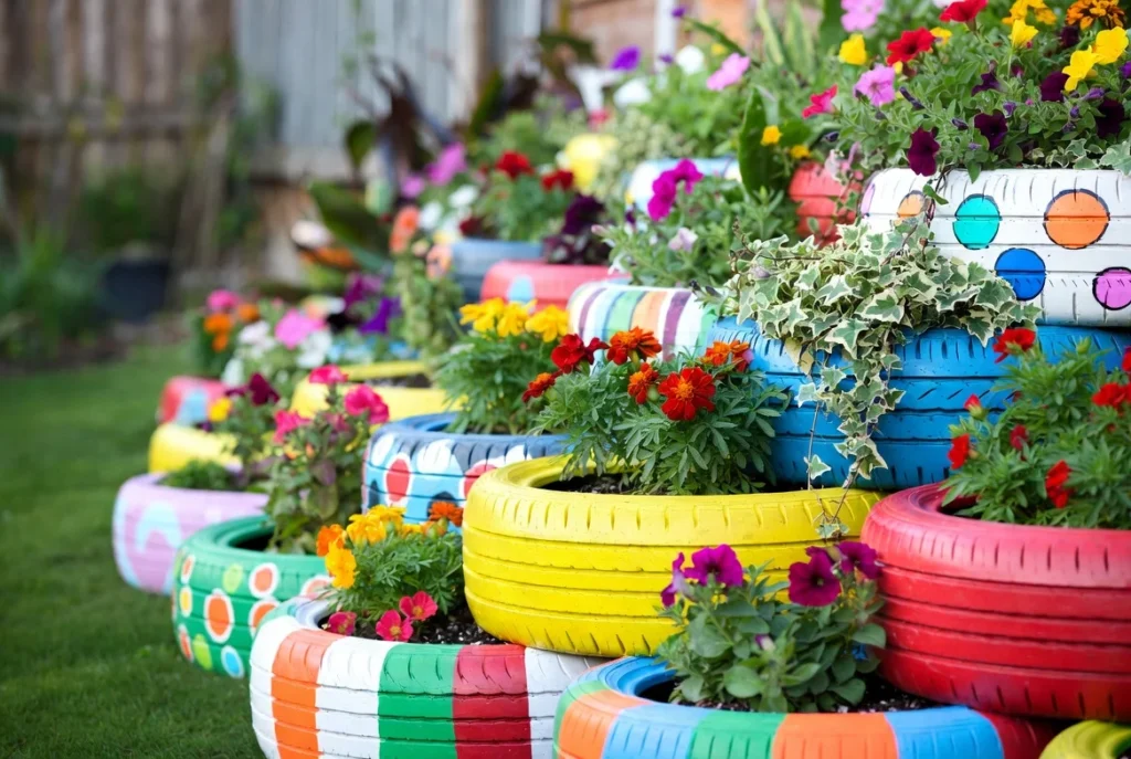 Build Upcycled Tire Planters