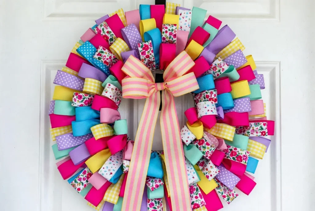 Colorful Ribbon and Bow Wreath