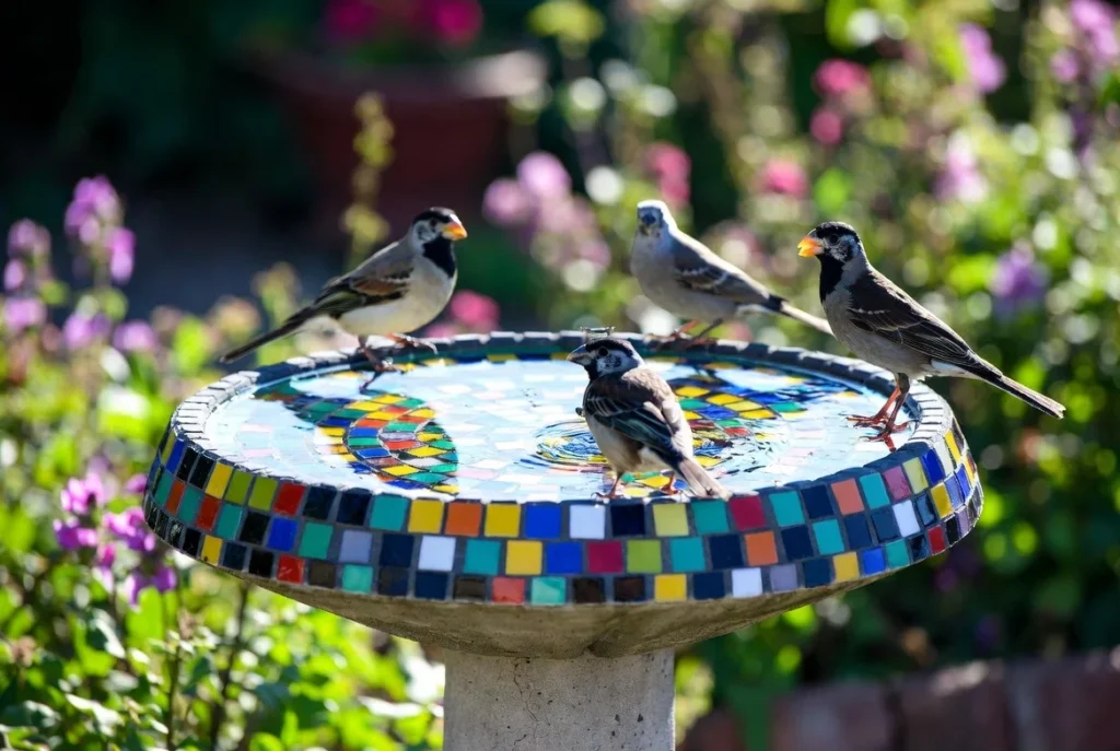 Design Mosaic Birdbath Art