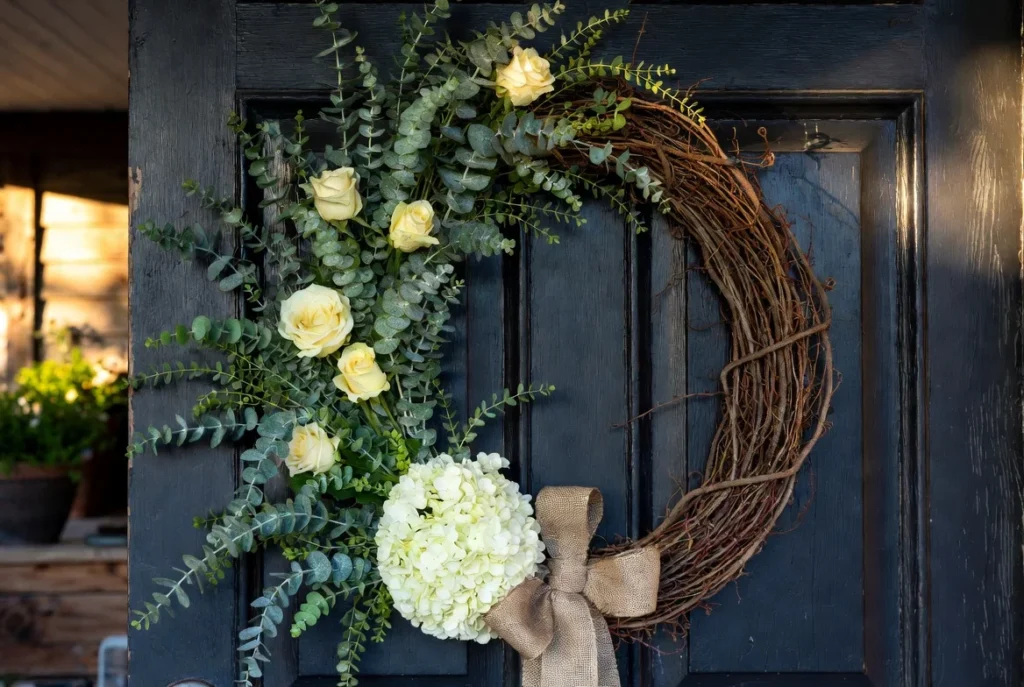 Farmhouse Grapevine Wreath with Eucalyptus