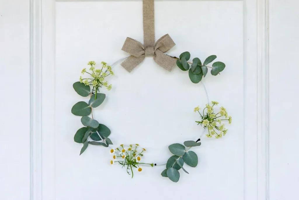 Minimalist Eucalyptus and Wildflower Wreath