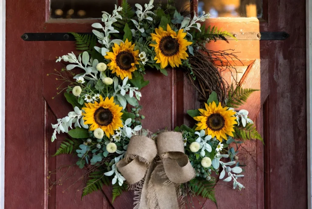 Rustic Burlap and Sunflower Wreath