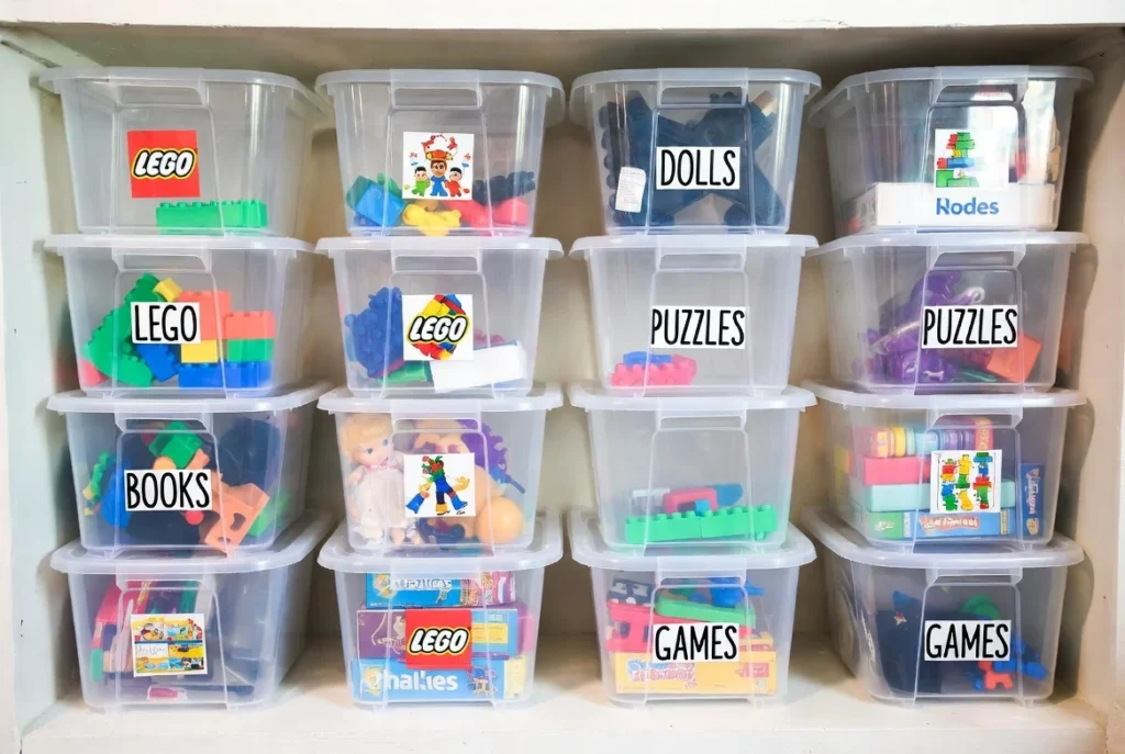 Use Clear Labeled Bins for Everything