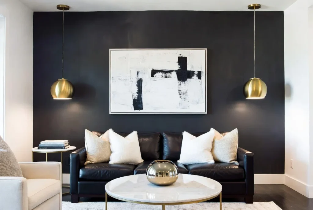 Black Accent Walls and Black Sofas: Going All-In on Drama