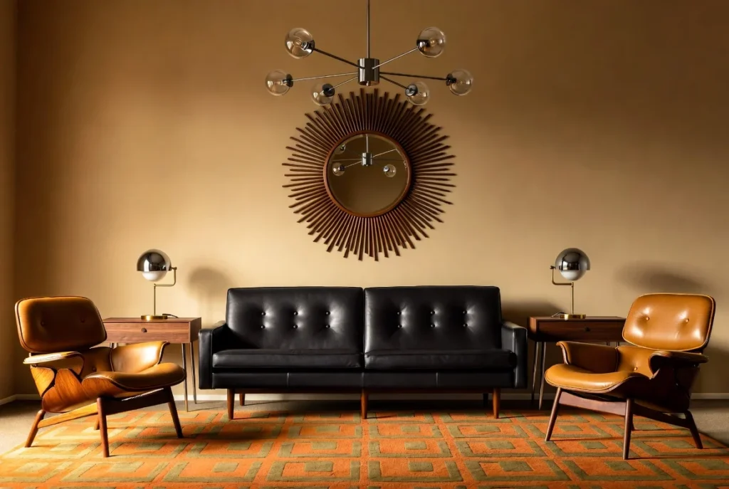 Black Sofa in Mid-Century Modern Living Rooms: Retro Cool Meets Contemporary Edge