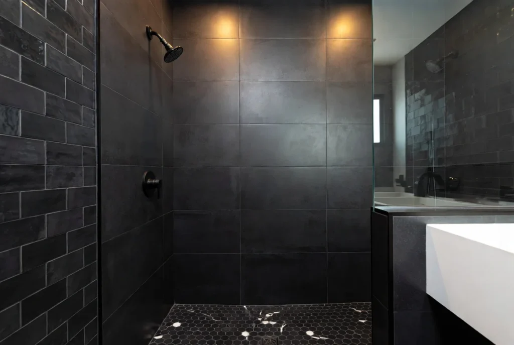 Black Tile Bathroom Ideas for Textural Drama