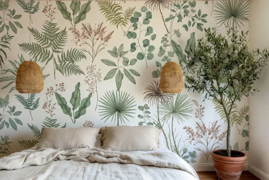 Botanical and Nature-Inspired Wallpaper for an Organic Boudoir