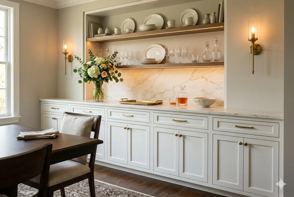 Built-In Buffet Cabinet for Elegant Serving Storage