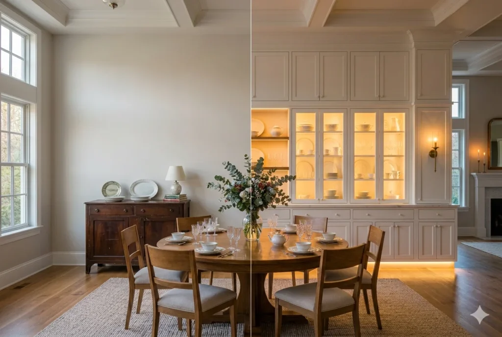 Built-In Cabinet Makeover for Existing Dining Rooms