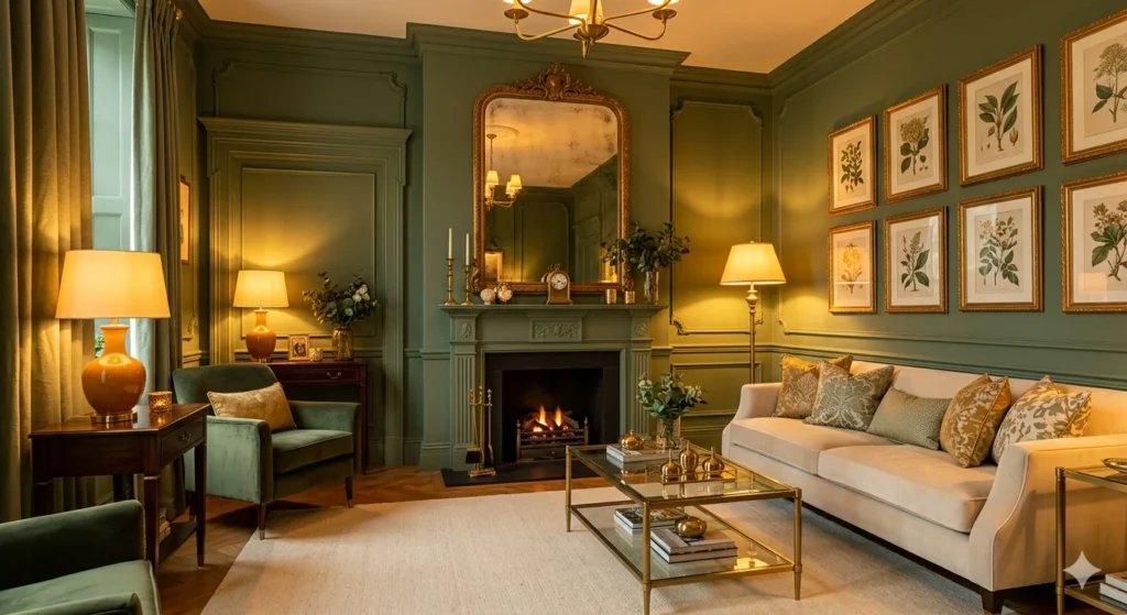 Create a Green and Gold Living Room