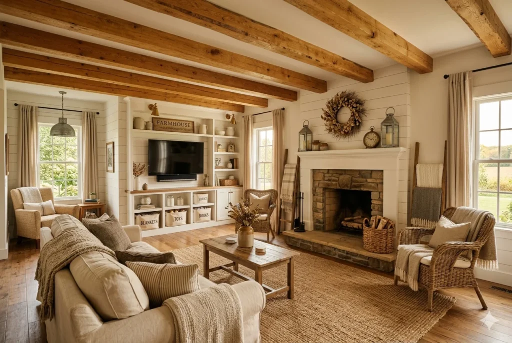 Design a Farmhouse Family Room for Timeless Warmth