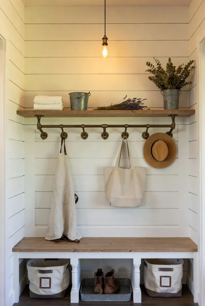 Farmhouse Small Mudroom Ideas for Warm Character