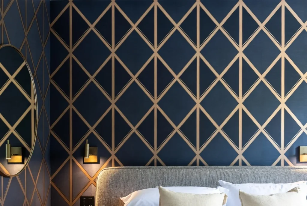 Geometric Wallpaper Designs for a Modern Elegant Boudoir