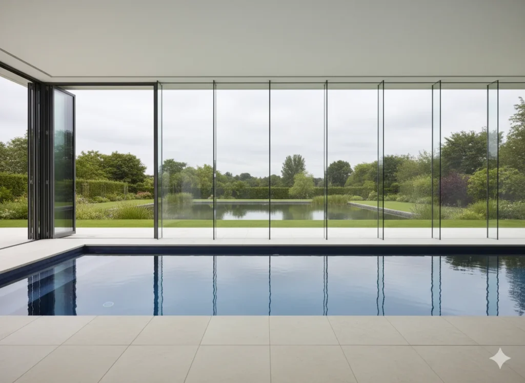 Glass Wall Indoor Pool Designs for Seamless Indoor-Outdoor Connection