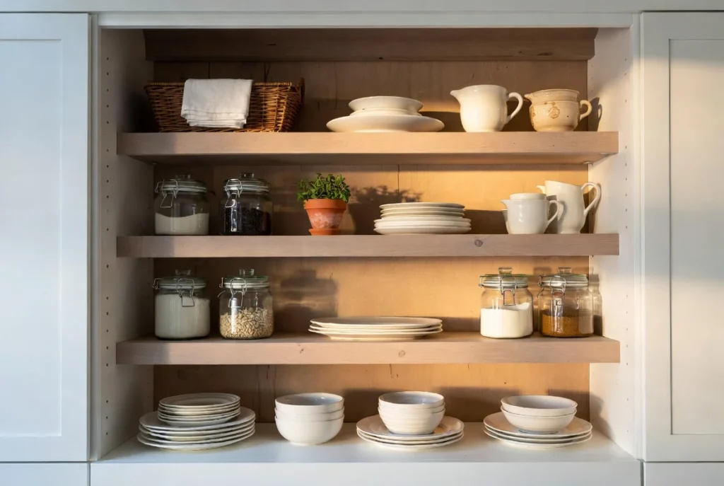 Incorporate White Kitchen Open Shelving