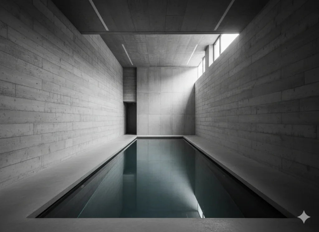 Indoor Pool Architecture Using Concrete and Minimal Design