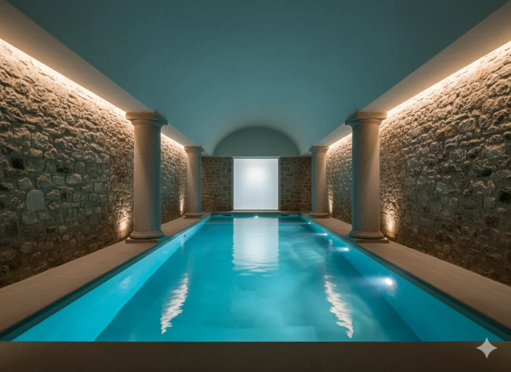 Indoor Pool Lighting Design for Dramatic Evening Atmosphere