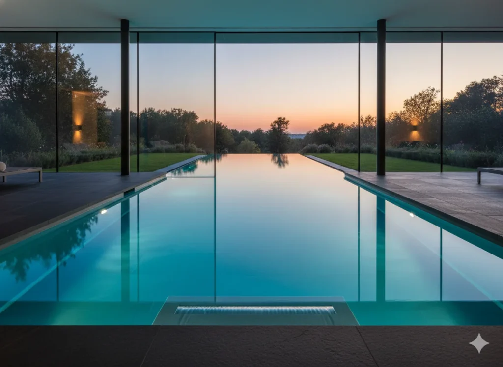 Infinity Edge Indoor Pool Designs for Visual Drama