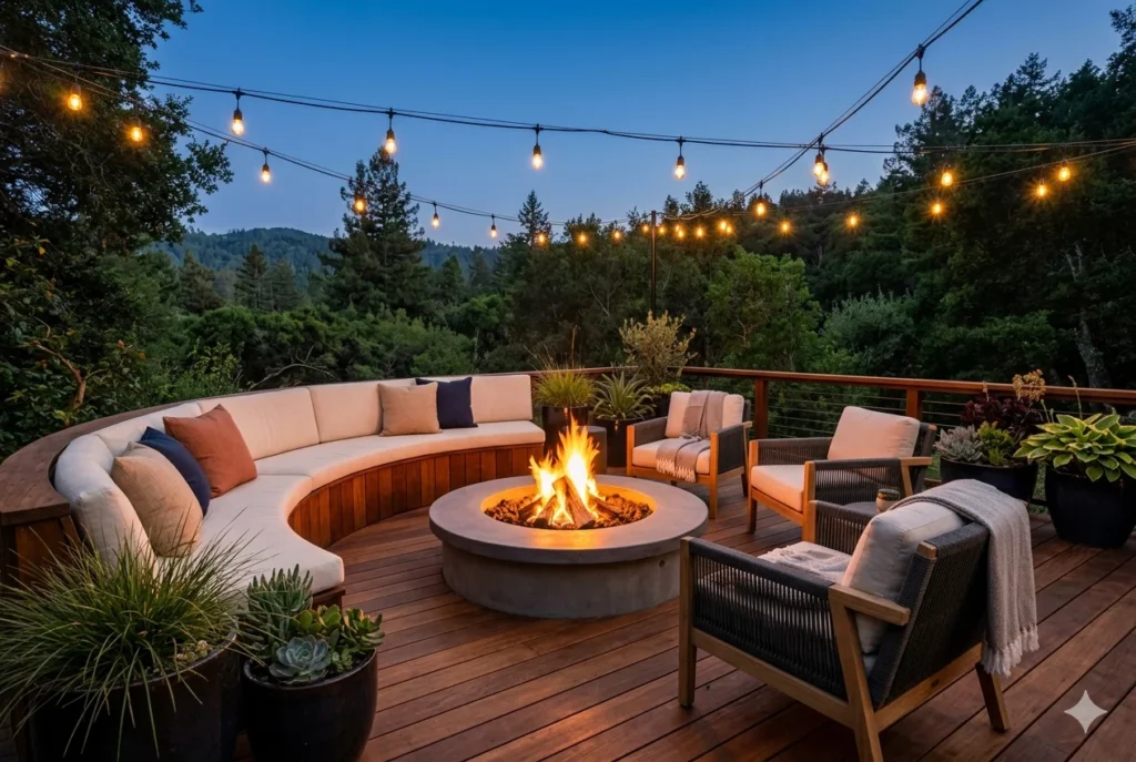 Install a Deck with Fire Pit for Evening Entertainment