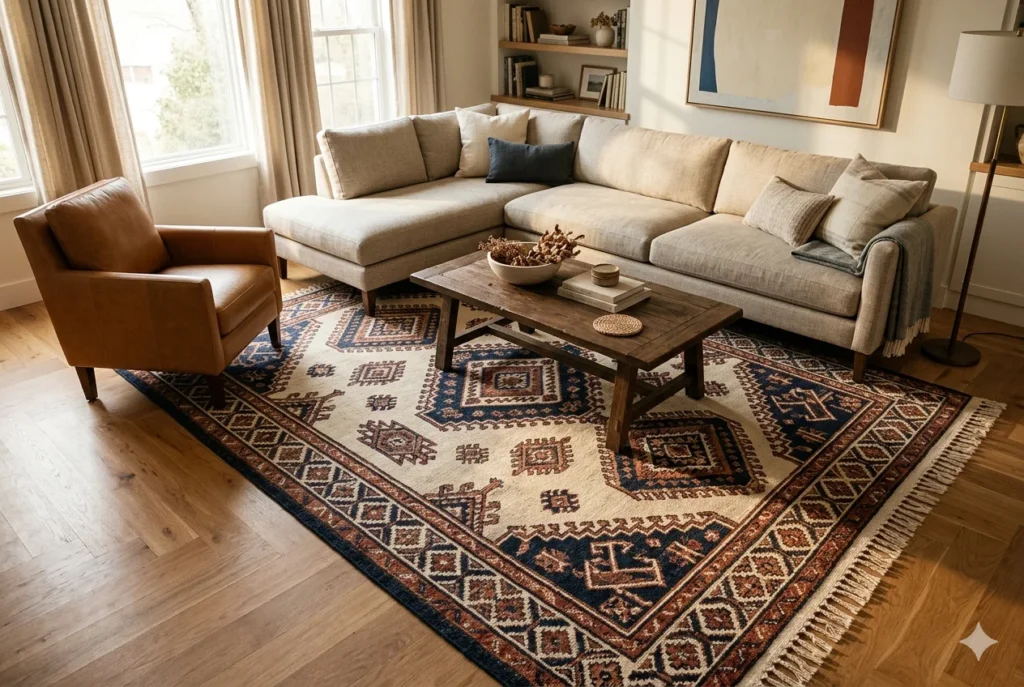 Install a Statement Area Rug to Anchor the Space