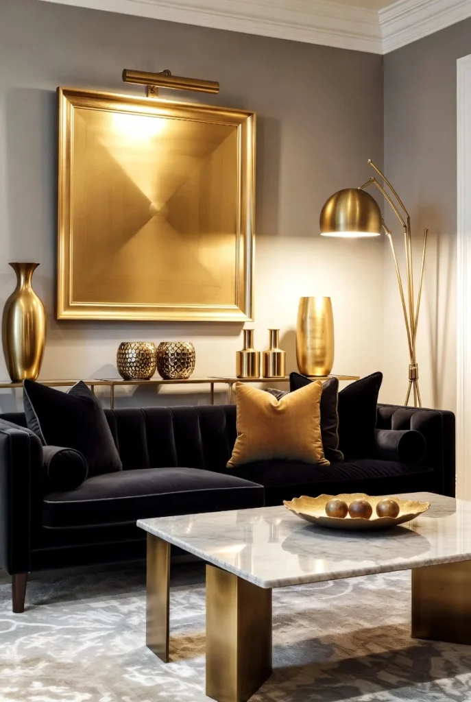 Metallic Accents That Elevate a Black Sofa: Gold, Brass, and Chrome