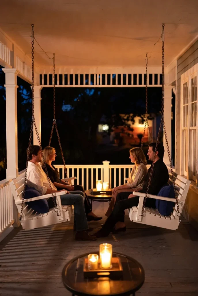 Mirrored Double Swing for Conversational Seating