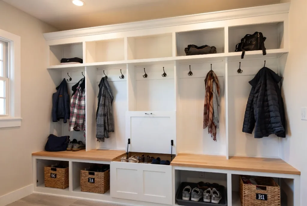 Mudroom Bench and Hook Systems for Organized Entry