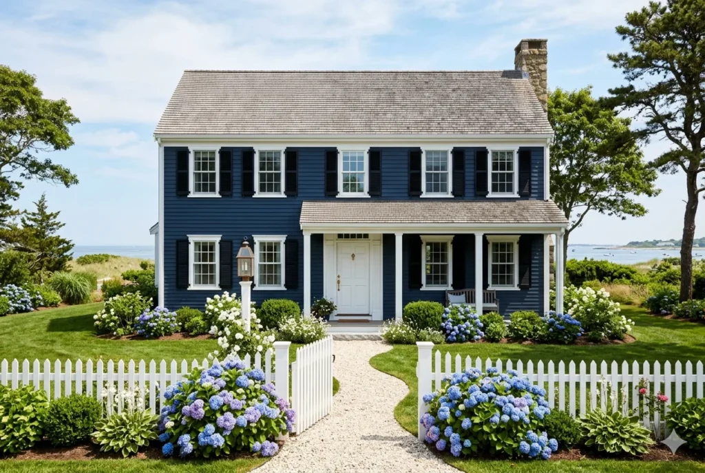 Navy Blue Cape Cod Exterior for Coastal Character
