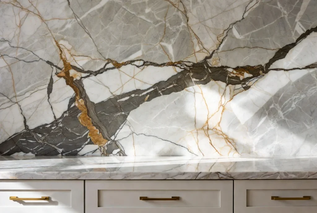 Pair White Cabinets with Marble Countertops
