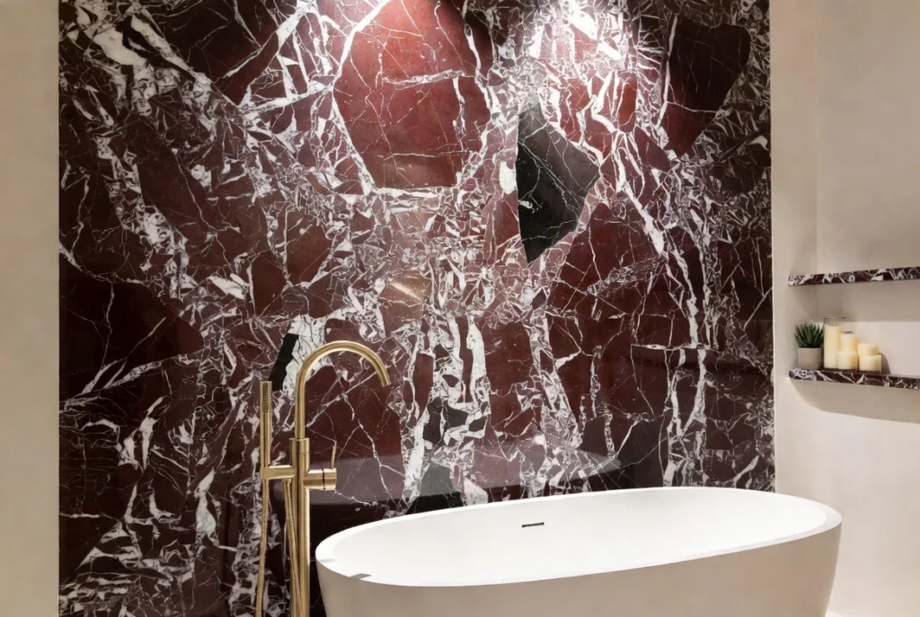 Red Marble Accent Wall for Maximum Visual Drama