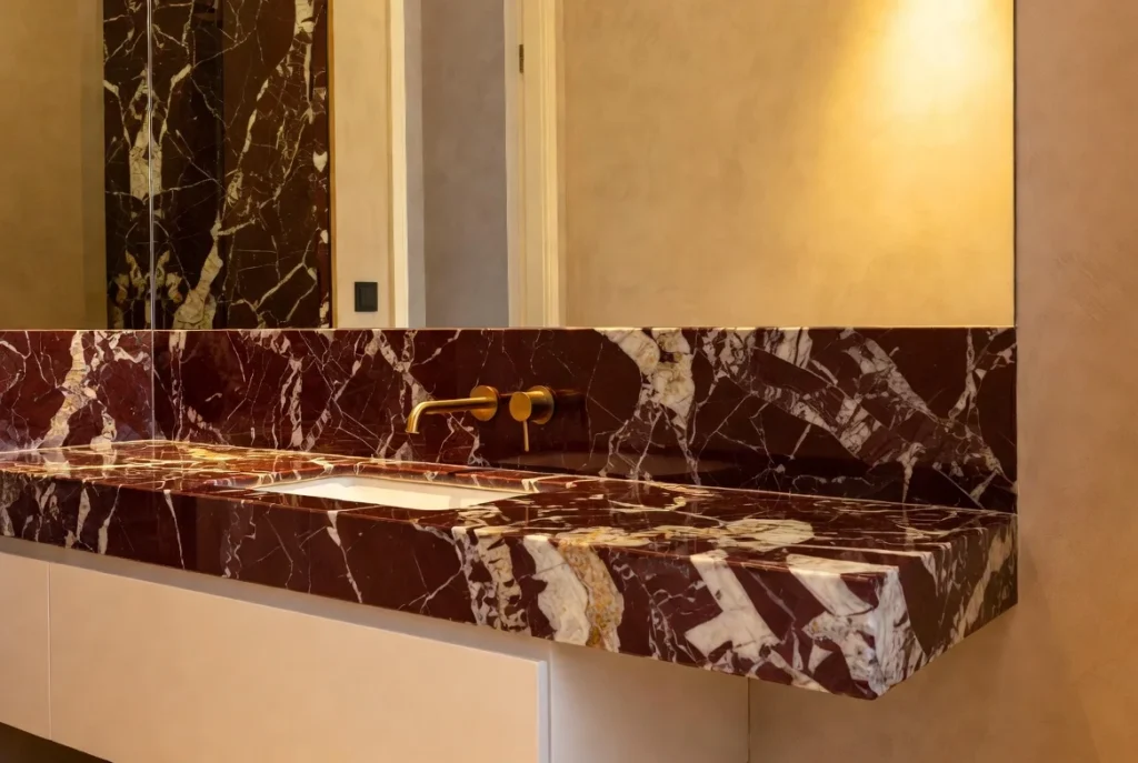Red Marble Vanity Designs That Command Attention