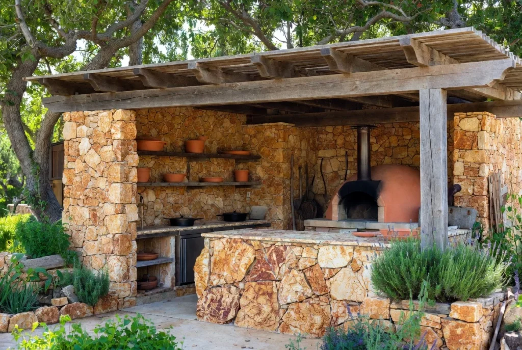 Rustic Outdoor Kitchen Design for Organic Character