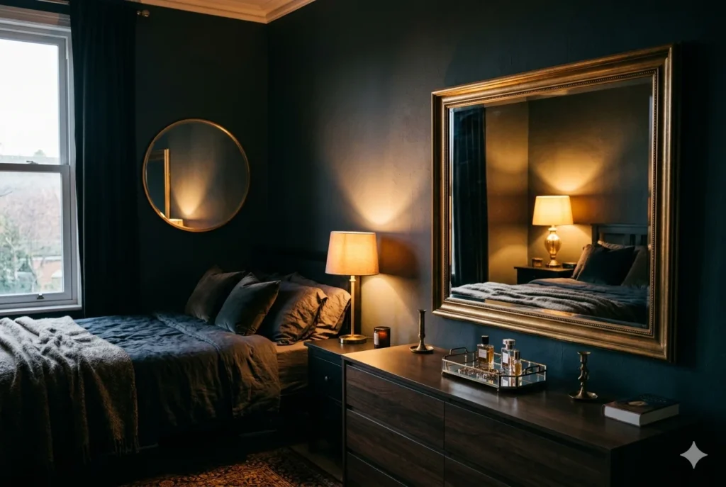 Use Mirrors Strategically in Dark Bedrooms