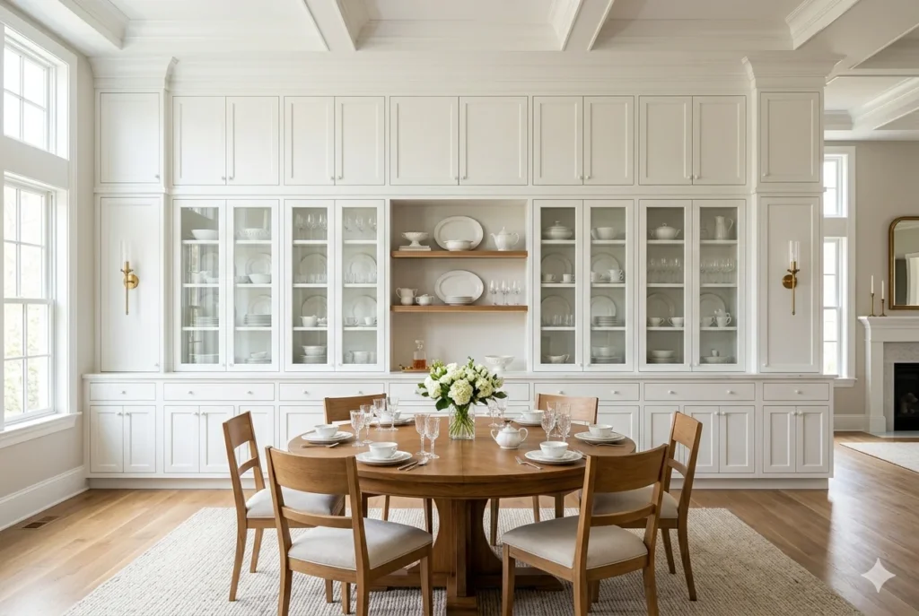 White Built-In Cabinets for Bright Clean Elegance