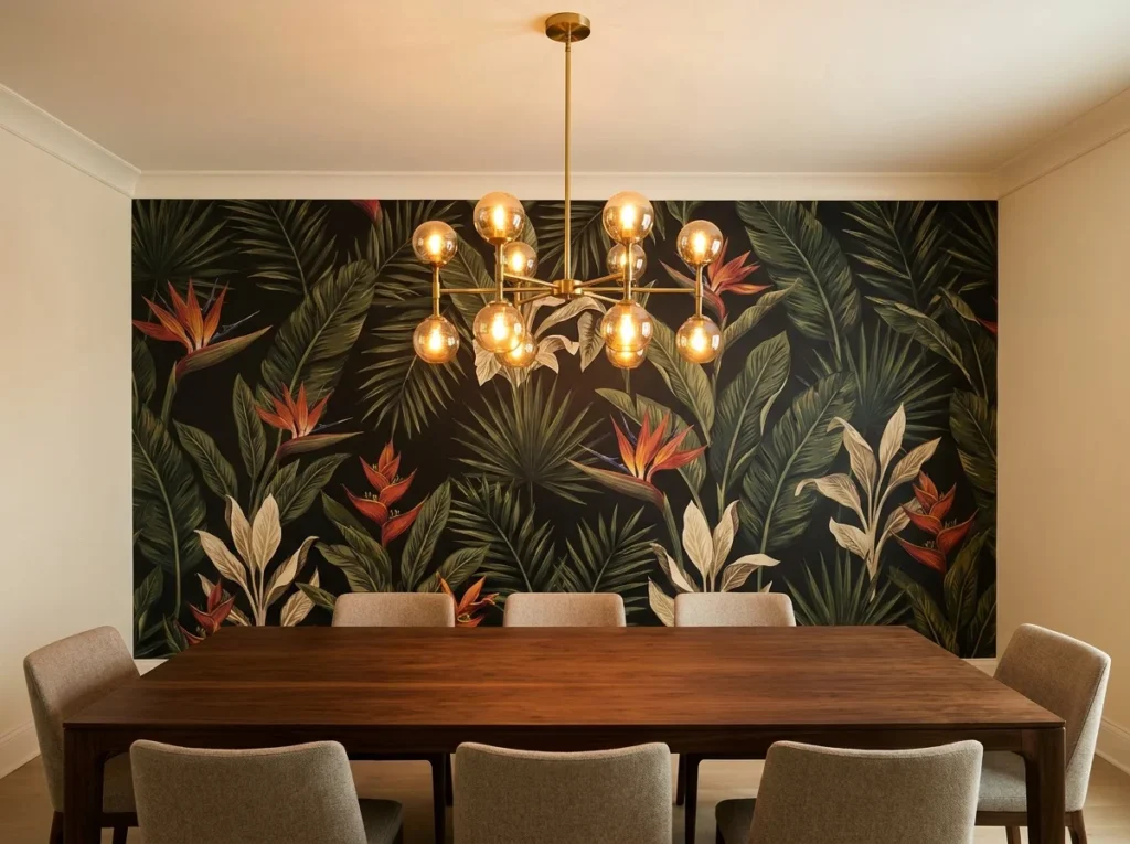 Apply Dramatic Dining Room Wallpaper