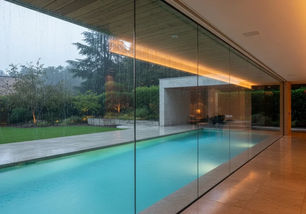 Glass Wall Indoor Pool for Seamless Indoor-Outdoor Connection