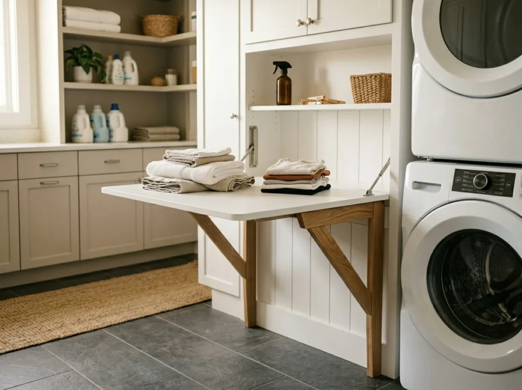 Incorporate a Folding Table or Wall-Mounted Shelf