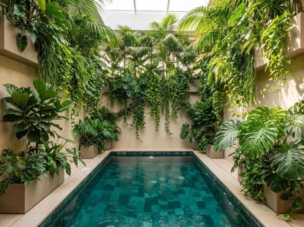 Indoor Pool With Lush Botanical Elements