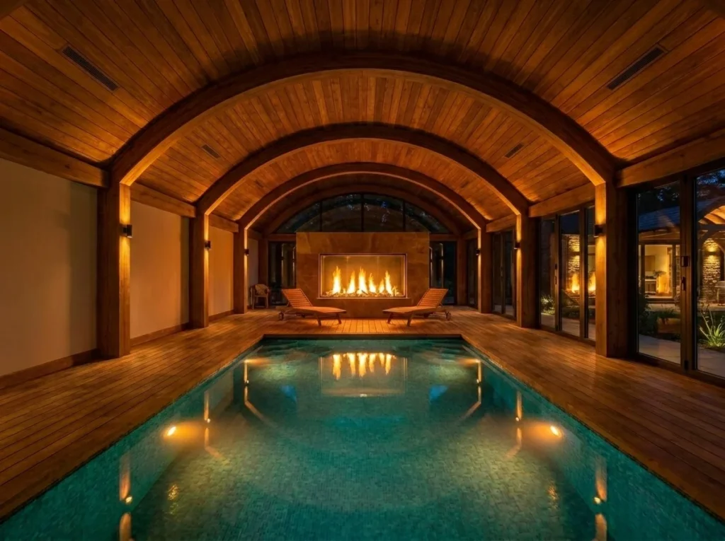 Indoor Pool with Fireplace for Ultimate Cozy Luxury