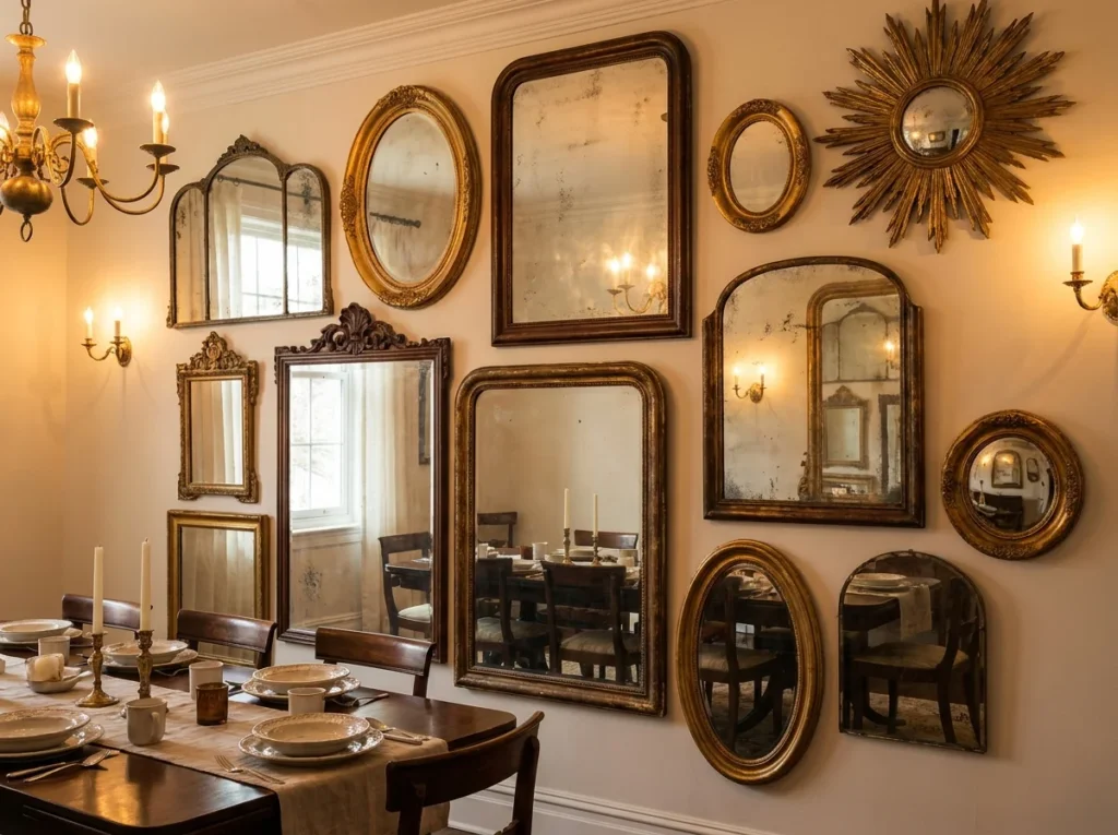 Use Antique or Vintage Mirrors in a Cluster