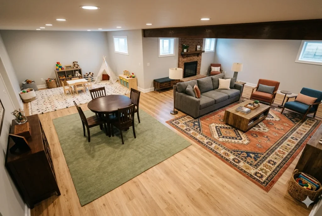 Use Rugs to Define Zones and Add Warmth