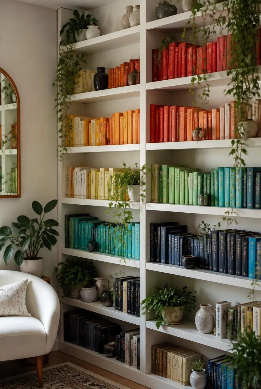 A Colorful Bookshelf Styled by Spine Color