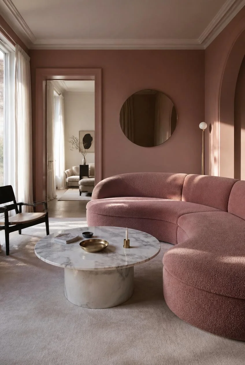 A Curved Sofa That Sets the Tone Immediately
