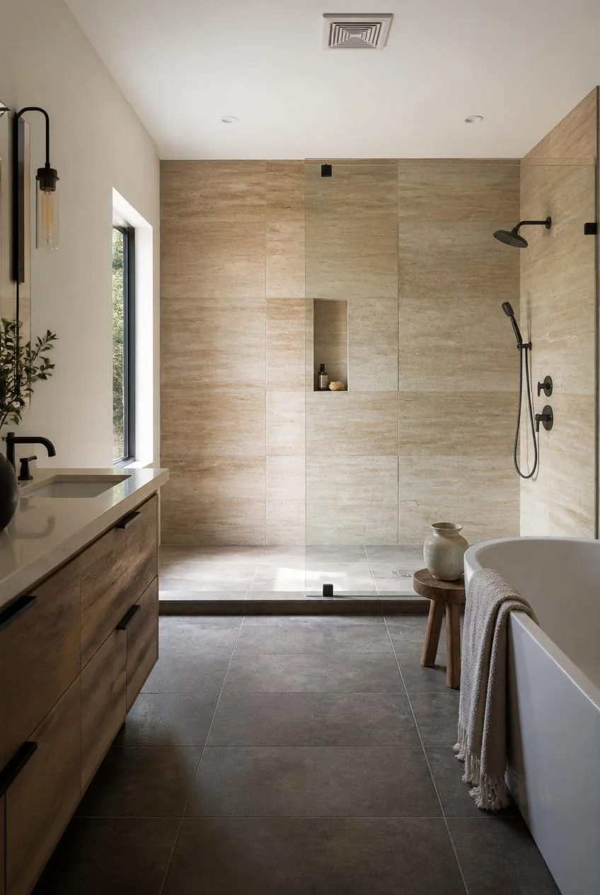 A Frameless Glass Shower for Uninterrupted Sightlines