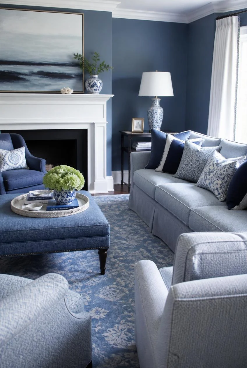 A Monochromatic Blue Color Scheme With White Breaks