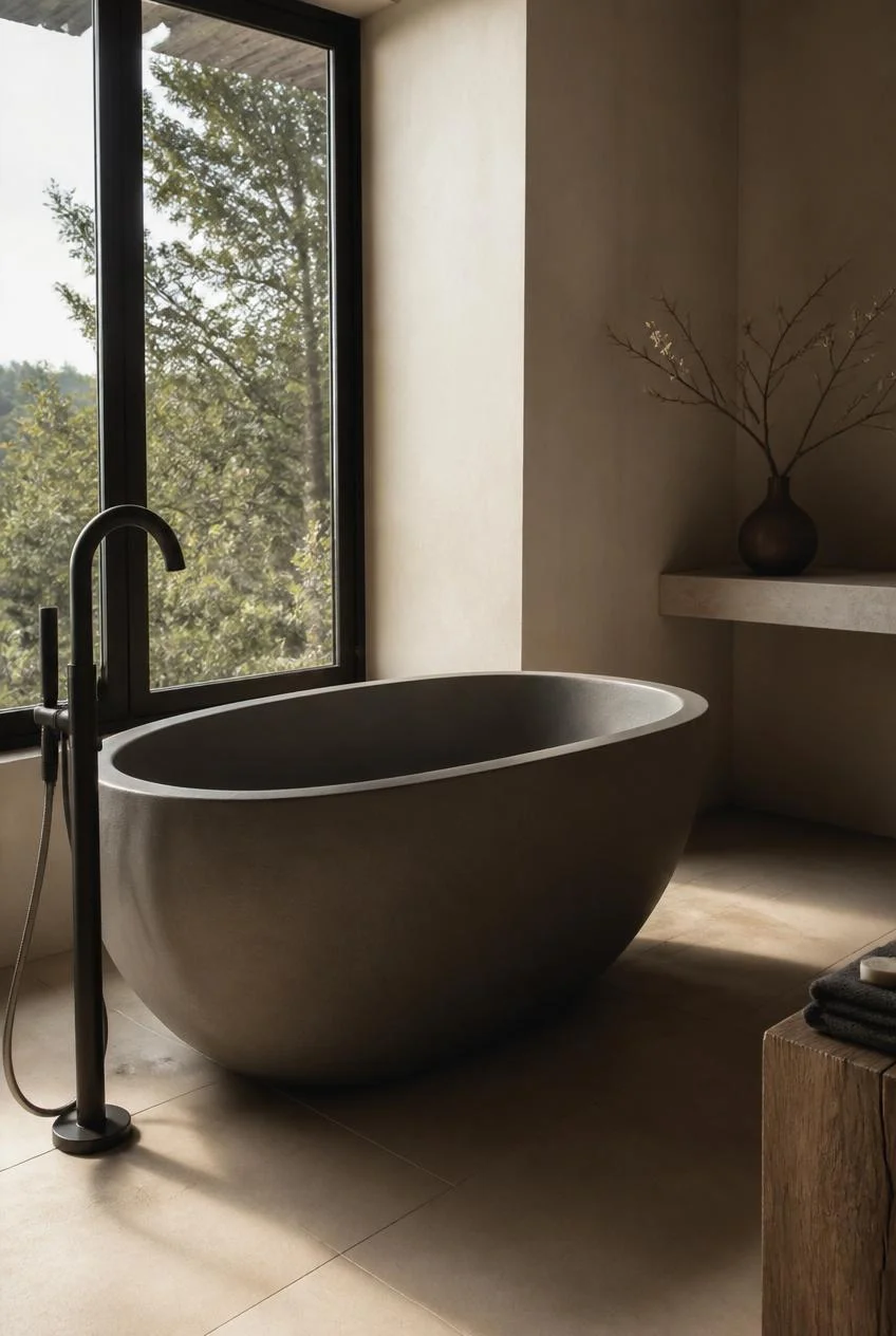 A Sculptural Freestanding Tub as the Focal Point