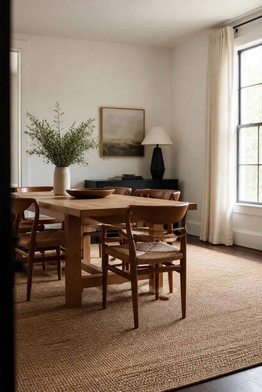 A Simple Wool or Jute Rug to Anchor the Space